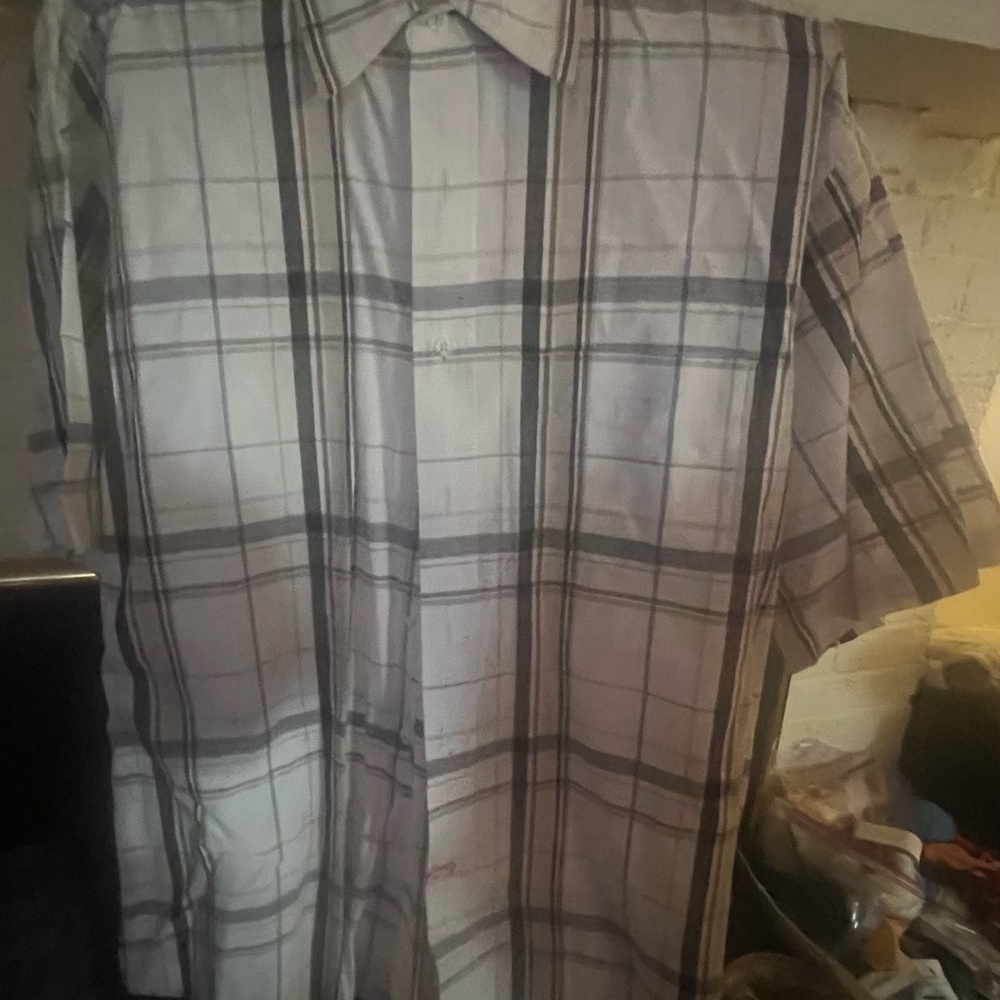Men's Plaid Shirt Ivory, Khaki, Brown short sleeve Fieldmaster Size Large